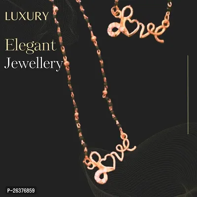 Mangalsutra Set Pendant Love Heart Shaped Excellent Finished Fancy Latest Design Trendy Party Wear American Diamond One Gram Gold Mangal sutra Necklace-thumb0
