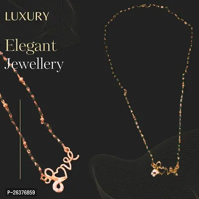 Mangalsutra Set Pendant Love Heart Shaped Excellent Finished Fancy Latest Design Trendy Party Wear American Diamond One Gram Gold Mangal sutra Necklace-thumb3