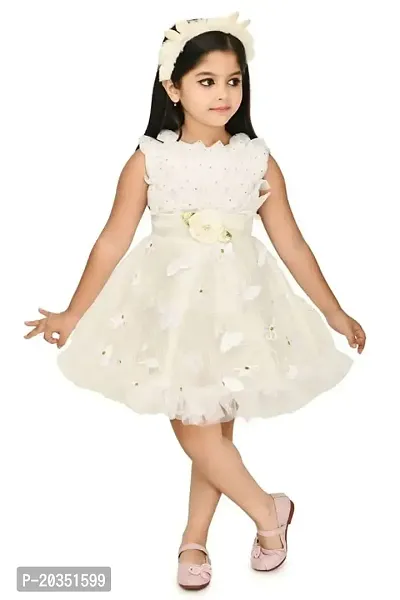 MAHEVEEN Fashion Beautiful Frock Dress for Baby Girls, Frock with Soft Satin, Midi/Knee Length Festive/Wedding Dress|Birthday Gift Item Pack of - 01