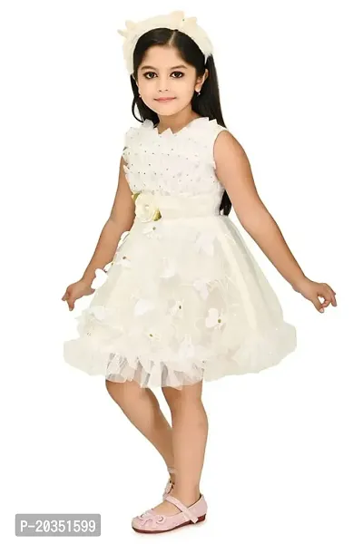 MAHEVEEN Fashion Beautiful Frock Dress for Baby Girls, Frock with Soft Satin, Midi/Knee Length Festive/Wedding Dress|Birthday Gift Item Pack of - 01-thumb3