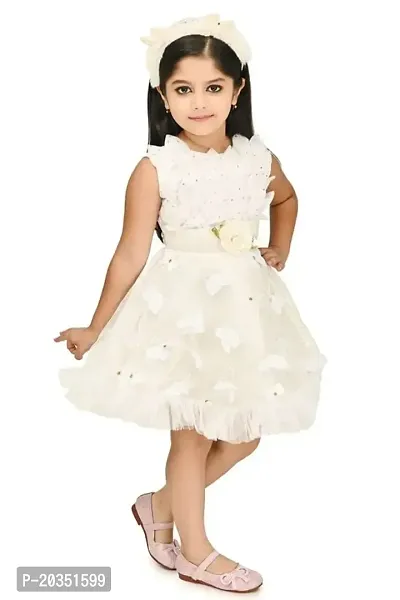 MAHEVEEN Fashion Beautiful Frock Dress for Baby Girls, Frock with Soft Satin, Midi/Knee Length Festive/Wedding Dress|Birthday Gift Item Pack of - 01-thumb2