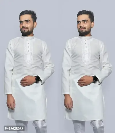 Embroidered Cotton Kurta Pack of 2