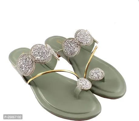 Elegant Green PVC Fashion Flats For Women