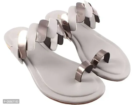 Elegant Grey PVC Fashion Flats For Women-thumb0