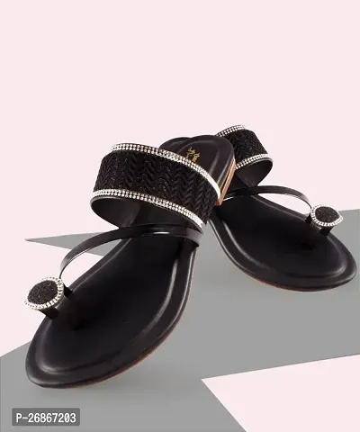 Elegant Black PVC Fashion Flats For Women