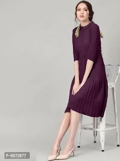 Alluring Purple Georgette Solid Dresses For Women-thumb0