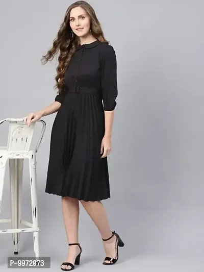 Alluring Black Georgette Solid Dresses For Women-thumb0