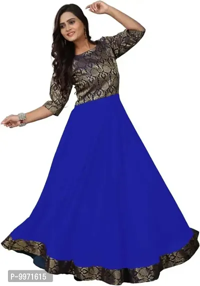 Stunning Blue Georgette Self Design Stitched Gown For Women-thumb2
