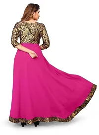 Alluring Magenta Georgette Self Design Dresses For Women-thumb2