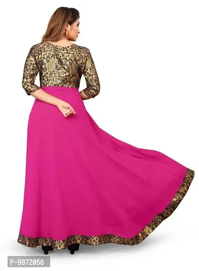 Alluring Magenta Georgette Self Design Dresses For Women-thumb3