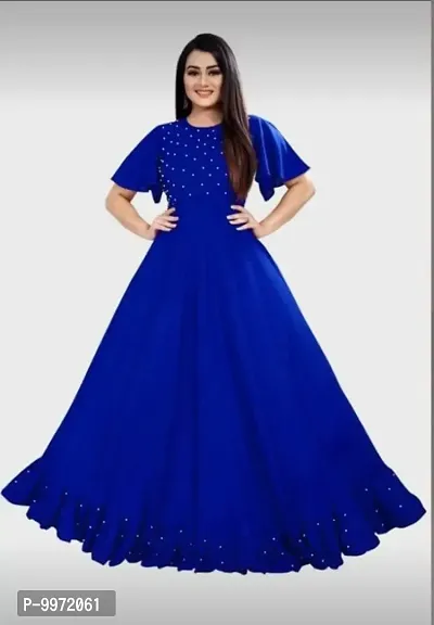 Alluring Blue Rayon Self Design Dresses For Women
