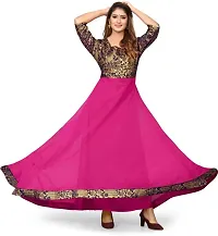 Reliable Magenta Georgette Self Design Stitched Gown For Women-thumb1