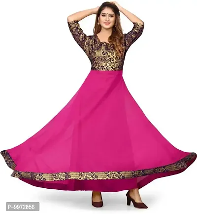 Alluring Magenta Georgette Self Design Dresses For Women-thumb2