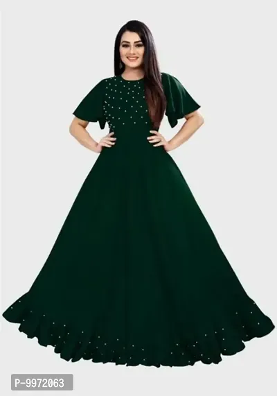 Alluring Olive Rayon Self Design Dresses For Women