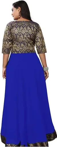Stunning Blue Georgette Self Design Stitched Gown For Women-thumb3