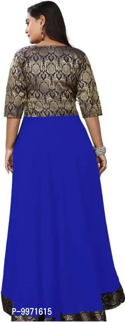 Stunning Blue Georgette Self Design Stitched Gown For Women-thumb4