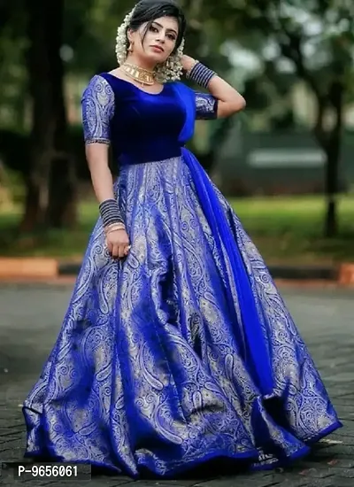 Fancy Velvet Gown With Dupatta For Women-thumb0