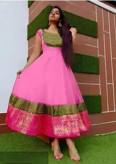 Stylish Brocade Self Pattern Ethnic Gown