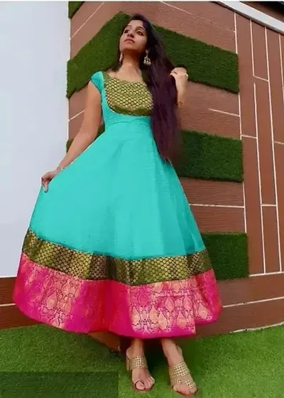 Fancy Brocade Ethnic Gowns For Women