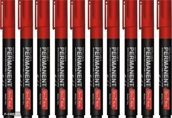 Refillable Permanent Marker Red - Pack Of 10