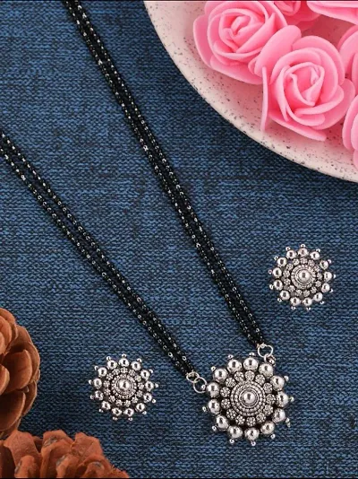 long mangalsutra with earring set