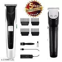 AT-538 Rechargeable Hair Beard Trimmer for Men Trendy Styler HTC Trimmer Stainless Steel Sharp Blade Beard Shaver (Black)-thumb1