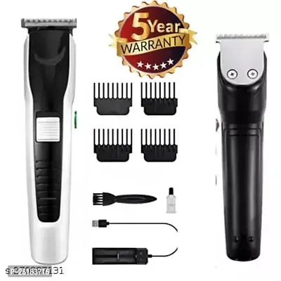 AT-538 Rechargeable Hair Beard Trimmer for Men Trendy Styler HTC Trimmer Stainless Steel Sharp Blade Beard Shaver (Black)-thumb2