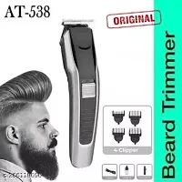 AT-538 Rechargeable Hair Beard Trimmer for Men Trendy Styler HTC Trimmer Stainless Steel Sharp Blade Beard Shaver (Black)11-thumb3