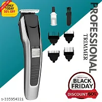 AT-538 Rechargeable Hair Beard Trimmer for Men Trendy Styler HTC Trimmer Stainless Steel Sharp Blade Beard Shaver (Black)11-thumb1