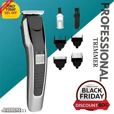 AT-538 Rechargeable Hair Beard Trimmer for Men Trendy Styler HTC Trimmer Stainless Steel Sharp Blade Beard Shaver (Black)11-thumb2