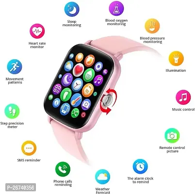 New ,SMART WATCH 2024 T 500 pink  latest version Full Touch Screen Bluetooth Smartwatch with Body Temperature, Heart Rate  Oxygen Monitor Compatible with All 3G/4G/5G Android  iOS-thumb0