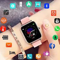 New SMART WATCH/ 2024 T 500 pink  latest version Full Touch Screen Bluetooth Smartwatch with Body Temperature, Heart Rate  Oxygen Monitor Compatible with All 3G/4G/5G Android  iOS-thumb1