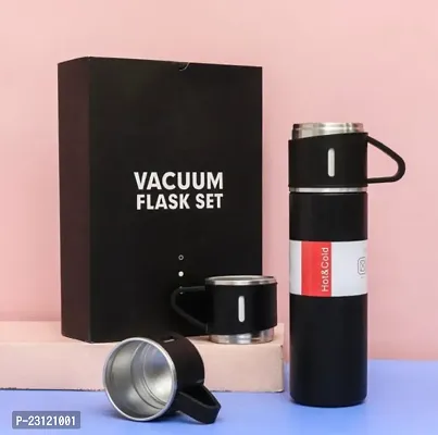 Stainless Steel Vacuum Flask Set With 3 Steel Cups Combo For Coffee Hot  Drink And Cold