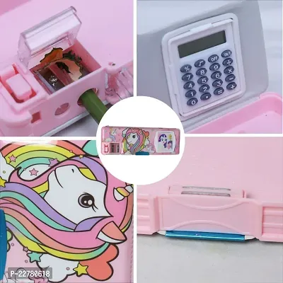 pink pencil box with calculator pink