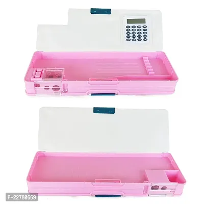 Pink pencil box with calculator pink