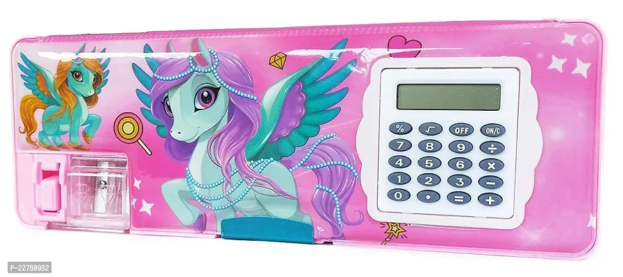 PINK Pencil box with calculator