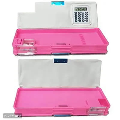 PINK Pencil box with calculator pink