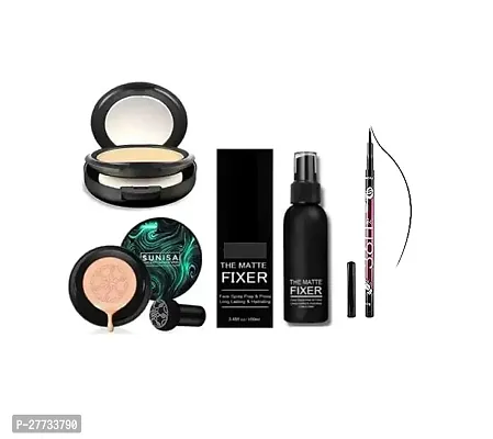 sunisa foundation 2 in compact, makeup fixer and 1 long lasting eyeliner combo