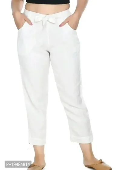AREEBA FASHION Regular Fit Women White Trousers-thumb0