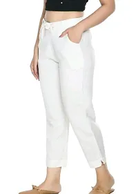 AREEBA FASHION Regular Fit Women White Trousers-thumb2