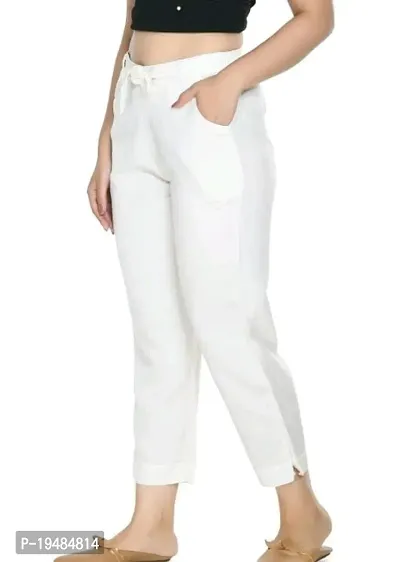 AREEBA FASHION Regular Fit Women White Trousers-thumb3