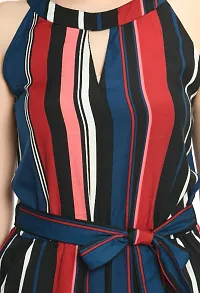 Women Dark Multicolor Striped basic Jumpsuit-thumb3