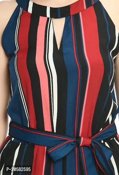 Women Dark Multicolor Striped basic Jumpsuit-thumb4