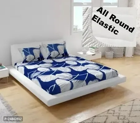 fully Elastic Double bedsheet with 2 pillow covers