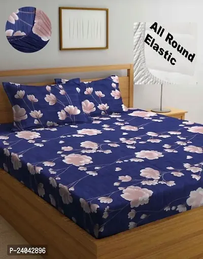 fully Elastic Double bedsheet with 2 pillow covers