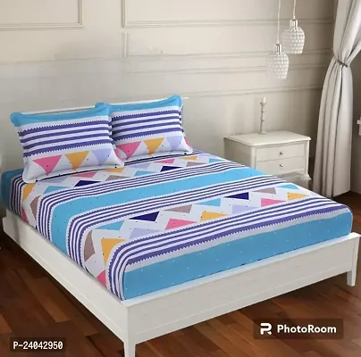 Trending all corner Elastic bedsheet Double with 2 pillow covers