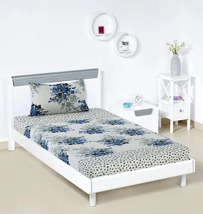 Printed Glace Cotton Single Bedsheet with 1 Pillow Cover