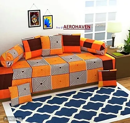 Designer Diwan 8 pcs set ( 1 Diwan bedsheet, 2 bolster covers and 5 cushion covers)-thumb0