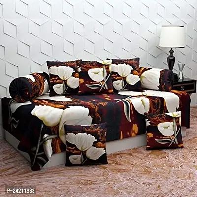 Designer Diwan 8 pcs set ( 1 Diwan bedsheet, 2 bolster covers and 5 cushion covers)