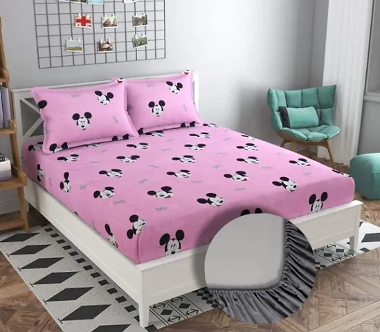 Trending Elastic bedsheet Double with 2 pillow covers